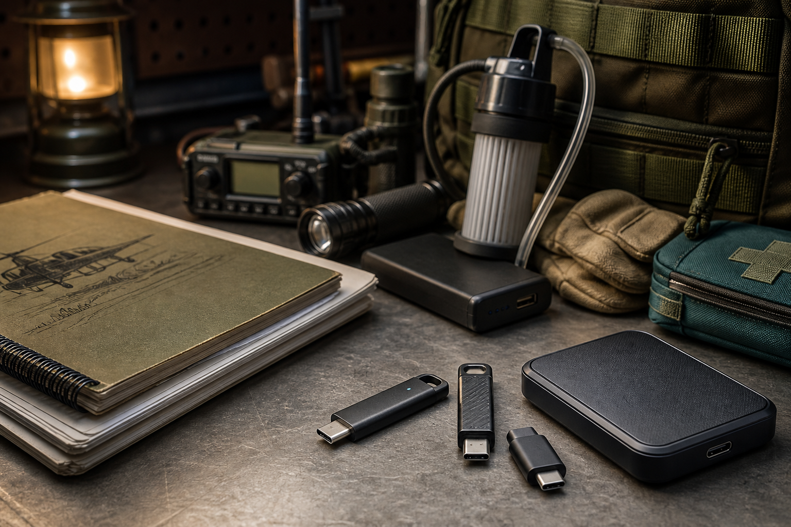 Prepper Edition drive with field manuals and a ham radio